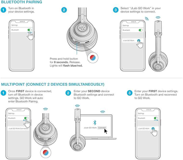 JLab Go Work Wireless Headsets with Microphone, 45+ Playtime PC Bluetooth Headset and Multipoint Connect to Laptop Computer and Mobile, Wired or Wireless Headphones (1 Pack) - Image 7