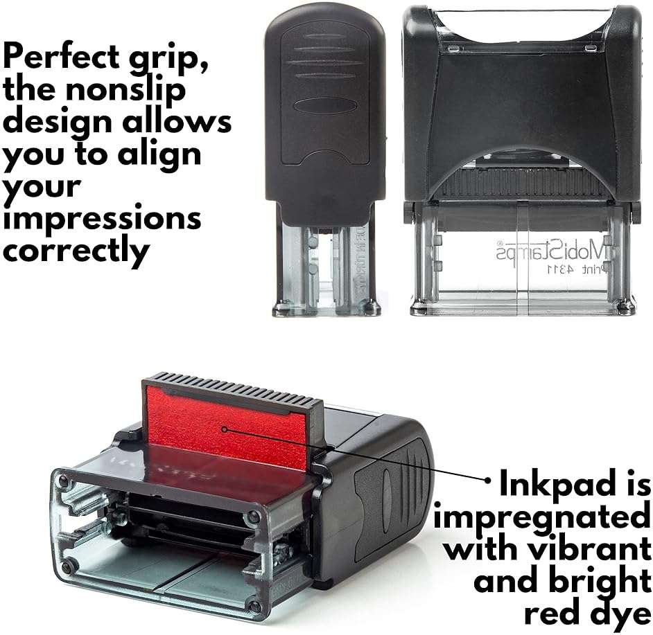 Self Inking Rubber Stamp, Refillable Red Ink Preinstalled - (9/16" x 1-1/2") (for Deposit ONLY) - Image 3