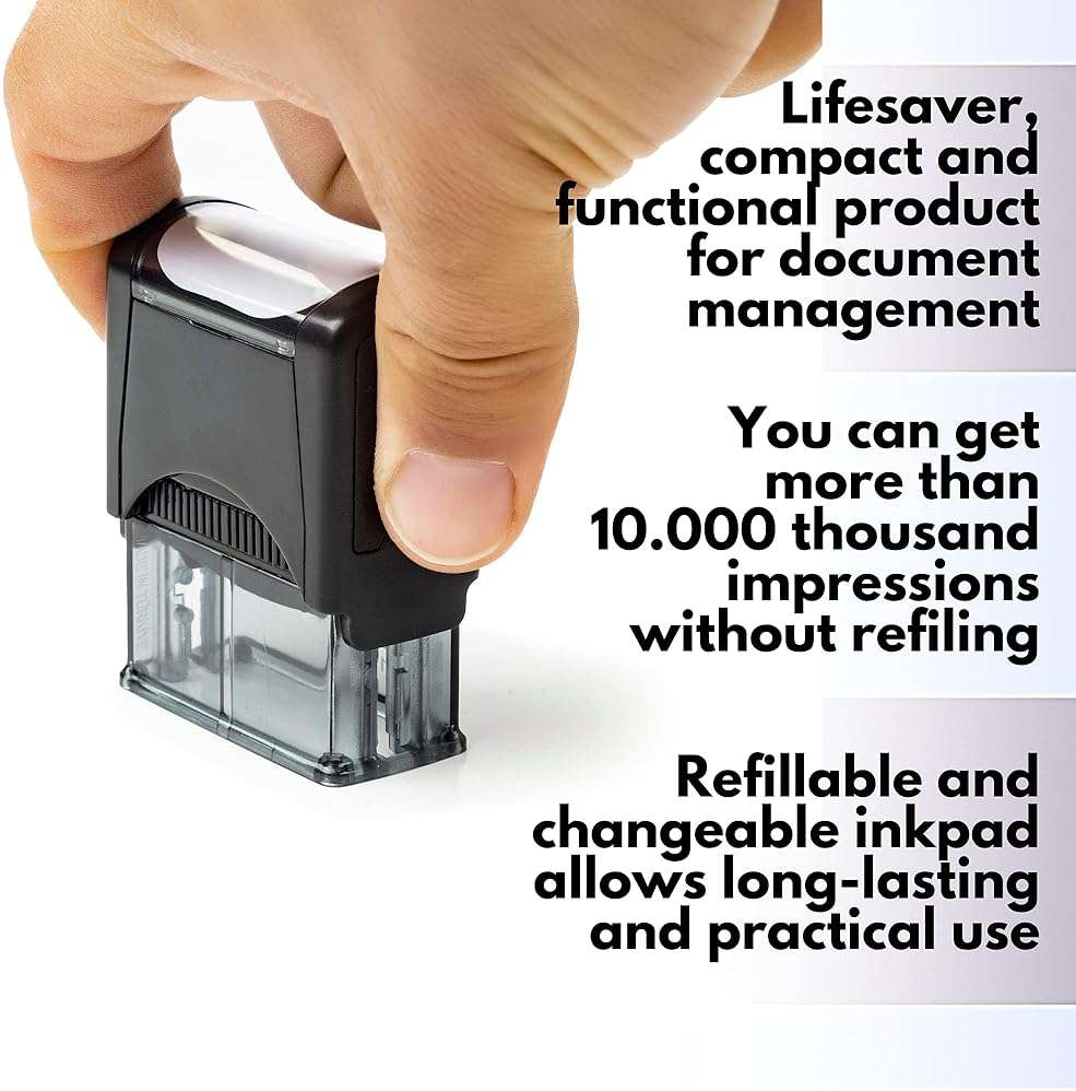 Self Inking Rubber Stamp, Refillable Red Ink Preinstalled - (9/16" x 1-1/2") (for Deposit ONLY) - Image 5