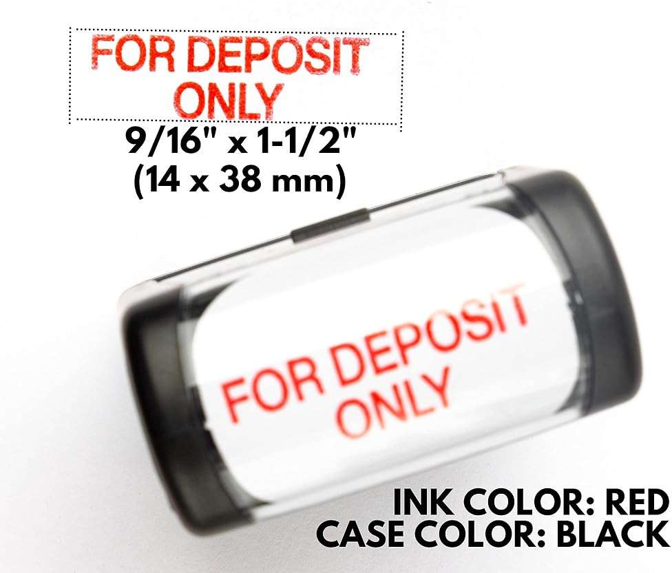 Self Inking Rubber Stamp, Refillable Red Ink Preinstalled - (9/16" x 1-1/2") (for Deposit ONLY) - Image 6