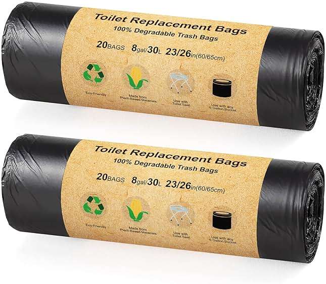 BLIKA 40 Count Toilet Replacement Bags, 8 Gallon, 30 Liter, Heavy Duty 1 Mil, Compost Bags 8 Gallon, Camping Toilet Bags for Portable Toilet, Car Travel, Camping, Long Trips - Image 8