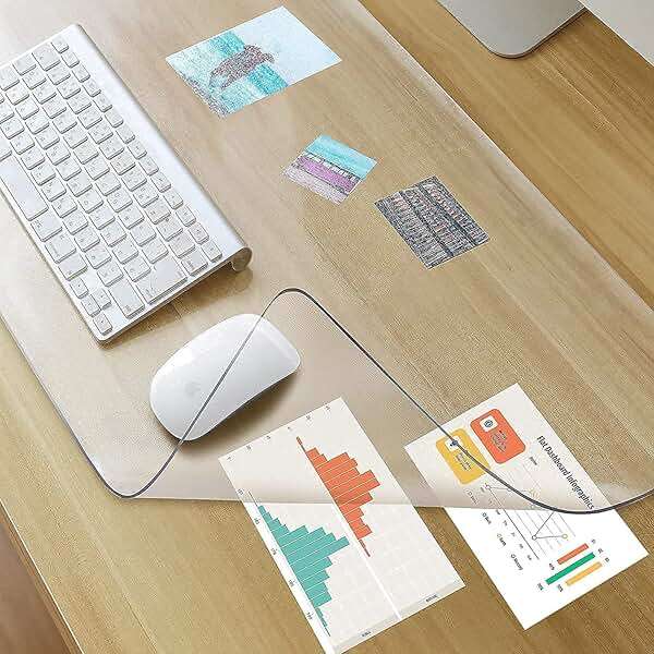 Awnour Clear Desk Mat on top of desks - 32 x 16 inches - Clear Transparent Plastic Desk Protector - Desk Writing Mat for Office and Home - Image 1