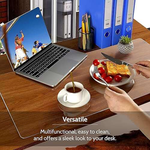 Awnour Clear Desk Mat on top of desks - 32 x 16 inches - Clear Transparent Plastic Desk Protector - Desk Writing Mat for Office and Home - Image 4
