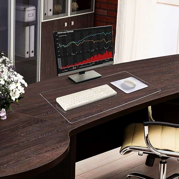 Awnour Clear Desk Mat on top of desks - 32 x 16 inches - Clear Transparent Plastic Desk Protector - Desk Writing Mat for Office and Home - Image 7