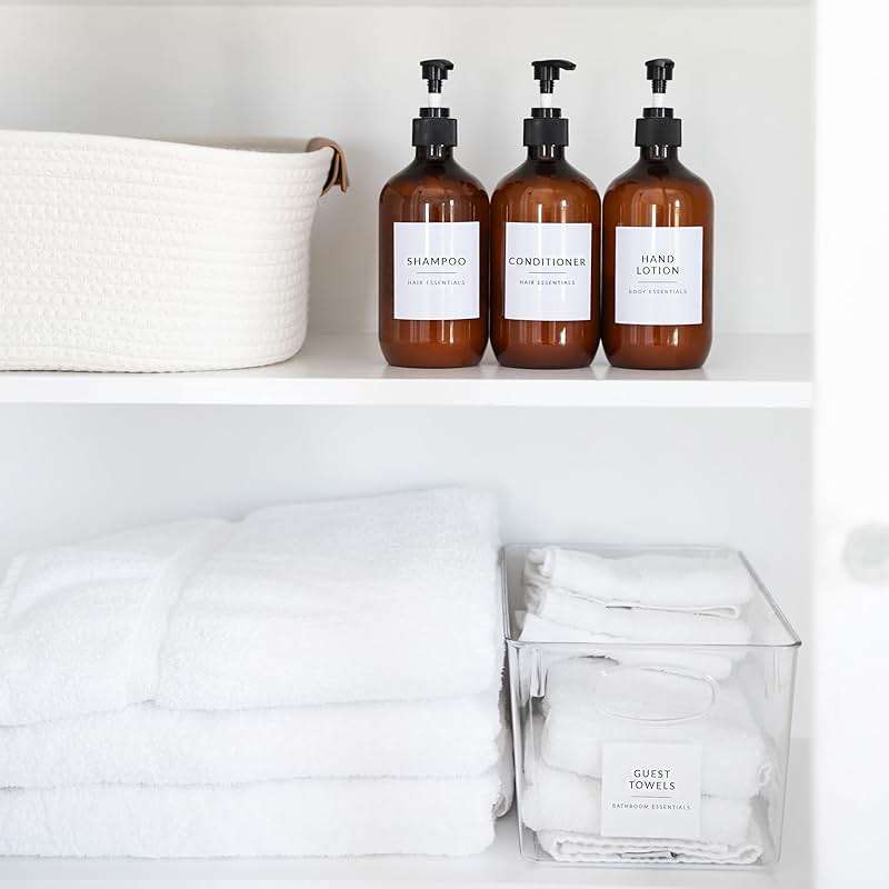 Minimalist Bathroom Labels for Organizing, 136 Preprinted Bath Room and Makeup Organizer Stickers, Waterproof Removable, Soap Shampoo Storage Supplies - Image 6