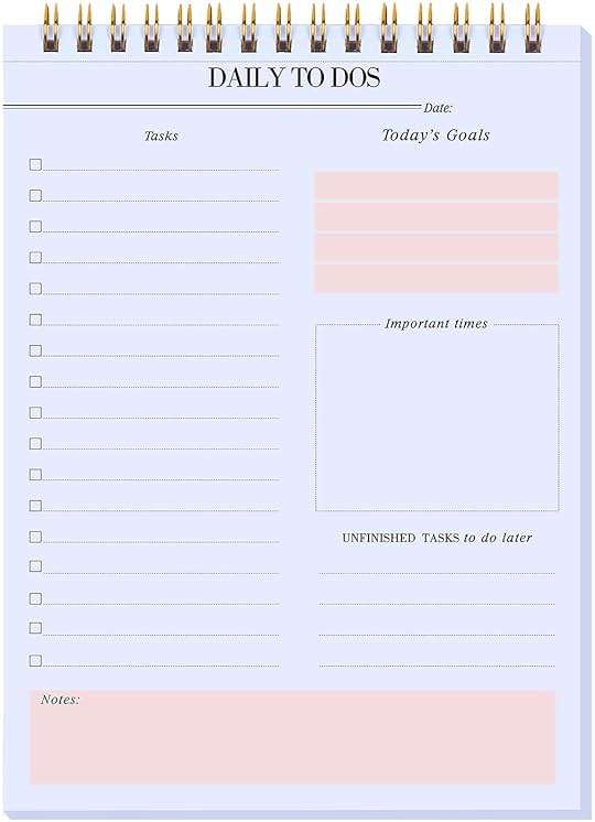 KAICN Daily to Do Notepads - Task Checklist planner, Time Management planner, To Do lists, Organizer with Today's Goals, Notes, 52 Undated Agenda Tear-off Sheets, 6.5 x 9.8 inches (Pink) - Image 1