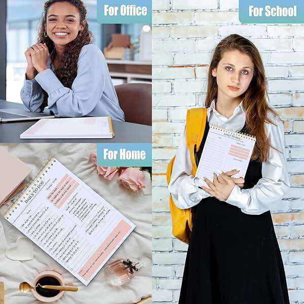 KAICN Daily to Do Notepads - Task Checklist planner, Time Management planner, To Do lists, Organizer with Today's Goals, Notes, 52 Undated Agenda Tear-off Sheets, 6.5 x 9.8 inches (Pink) - Image 5