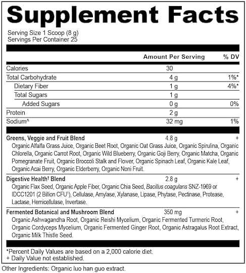 Ancient Nutrition Super Greens Powder, Organic Superfood Powder with Probiotics Made with Spirulina, Chlorella, Matcha, and Digestive Enzymes, 25 Servings, 7.05oz - Image 7