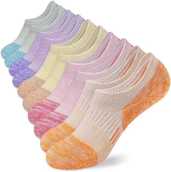 Amutost No Show Socks Womens Athletic Cushion Ankle Footies Low Cut 5-6 Pairs - Image 1