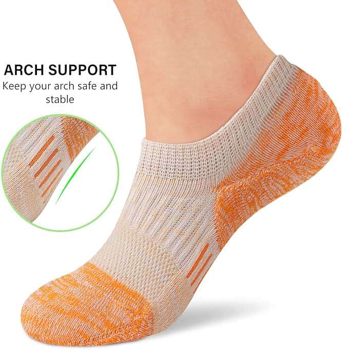 Amutost No Show Socks Womens Athletic Cushion Ankle Footies Low Cut 5-6 Pairs - Image 2