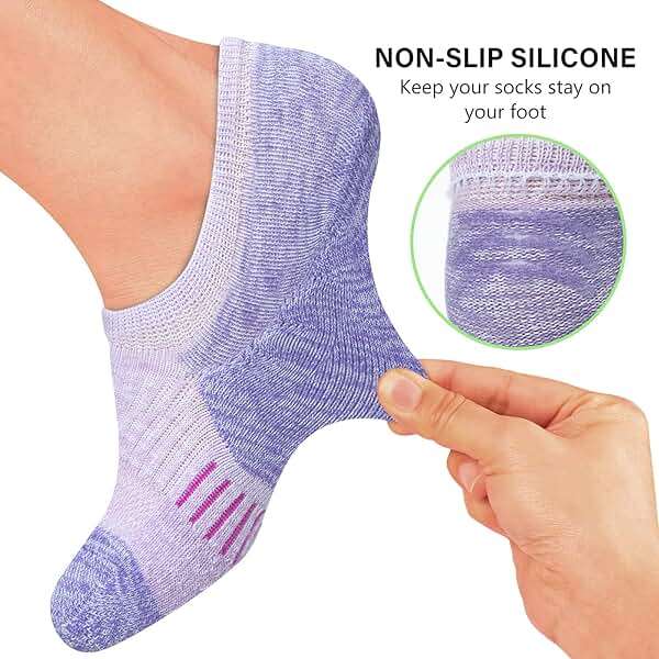 Amutost No Show Socks Womens Athletic Cushion Ankle Footies Low Cut 5-6 Pairs - Image 3