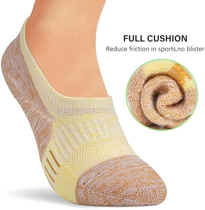 Amutost No Show Socks Womens Athletic Cushion Ankle Footies Low Cut 5-6 Pairs - Image 4