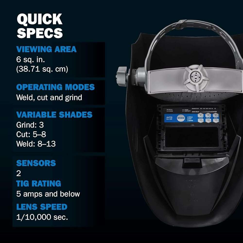 Miller Classic Series Auto-Darkening Welding Helmet - Professional TIG/MIG Welding Mask with ClearLight Technology, High Definition Optics, Variable Shade 8-13, Comfortable Headgear, Black - Image 3