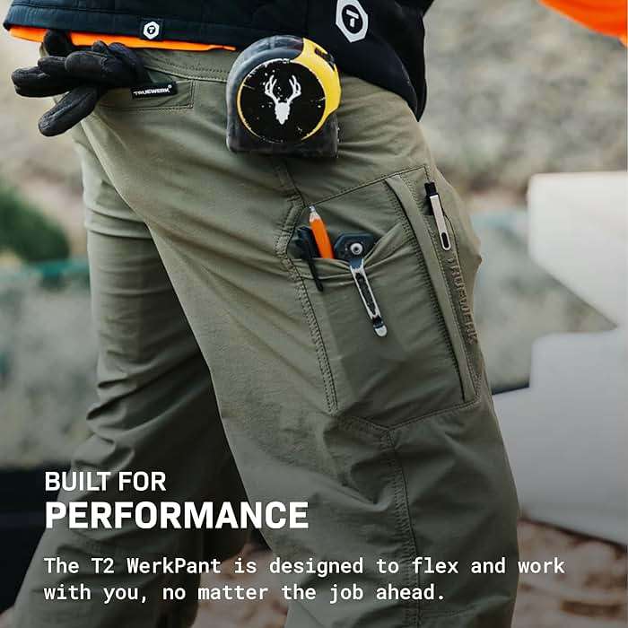 TRUEWERK Men's Work Pants - T2 WerkPant, Water Resistant, Windproof, Double-Woven Softshell, 4-Way Stretch, 9 Pockets - Image 6