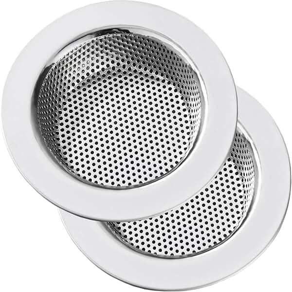 Kitchen Sink Strainer Stainless Steel, LASSHSWA Kitchen Sink Drain Strainer, Sink Strainers for Kitchen Sinks with Large Wide Rim 4.5" Diameter (2 Pack) - Image 1