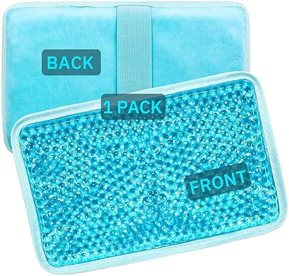Gel Beads Ice Pack Ice Bag with Strap-1 Pack Reusable Hot & Cold Pack Compress for Knee, Shoulder, Foot, Back, Ankle, Neck, Hip, Elbow, Wisdom Tooth-7.76''x4.93''(Blue) - Image 1