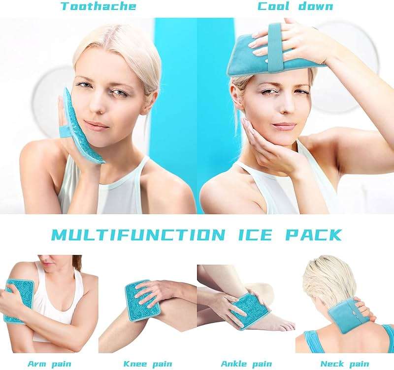 Gel Beads Ice Pack Ice Bag with Strap-1 Pack Reusable Hot & Cold Pack Compress for Knee, Shoulder, Foot, Back, Ankle, Neck, Hip, Elbow, Wisdom Tooth-7.76''x4.93''(Blue) - Image 2