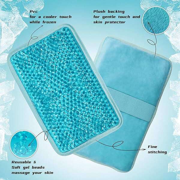 Gel Beads Ice Pack Ice Bag with Strap-1 Pack Reusable Hot & Cold Pack Compress for Knee, Shoulder, Foot, Back, Ankle, Neck, Hip, Elbow, Wisdom Tooth-7.76''x4.93''(Blue) - Image 4