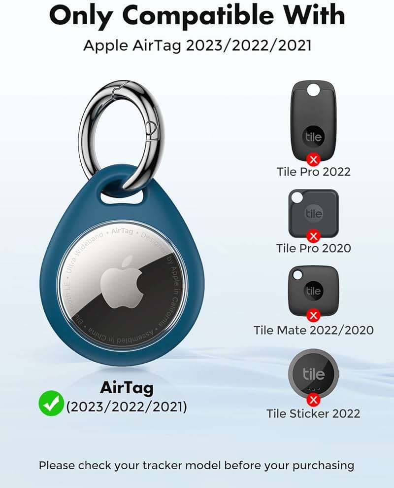 UNBREAKcable AirTag Holder for Apple - 4 Pack Air Tag Case [Fit Tightly Design] [Easy to Install] [Hold Securely] Waterproof TPU Protective Cover with Metal Keychain for Kids,Pet,Luggage,Backpack,Keys - Image 2