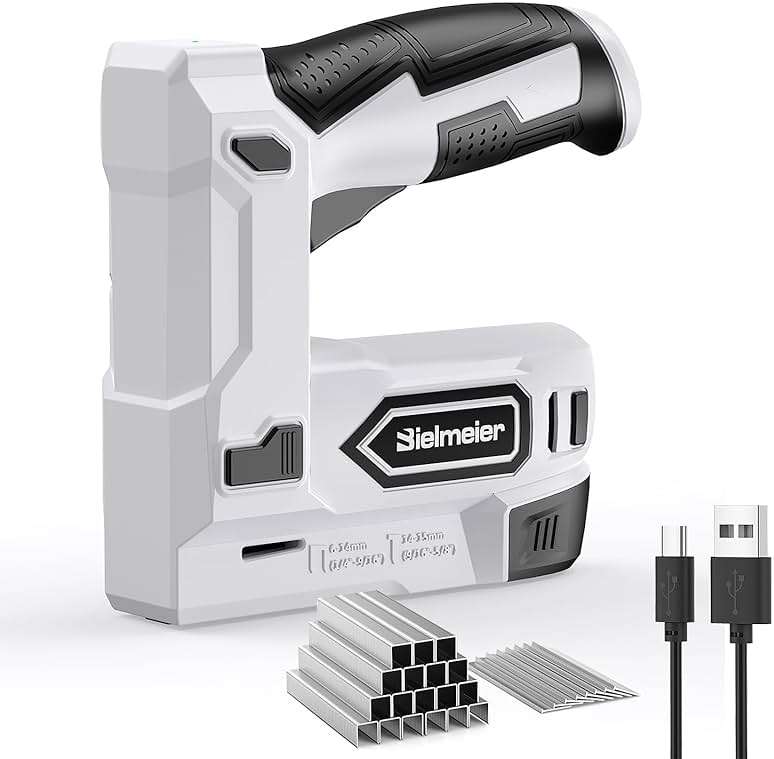 Bielmeier Electric Staple Gun, 2 in 1 Lithium-ion Electric Stapler, 4V Cordless Brad Nailer Kit with Staples Nails, USB Charger, Power Tacker for Upholstery, Material Repair, Carpentry, DIY - Image 1