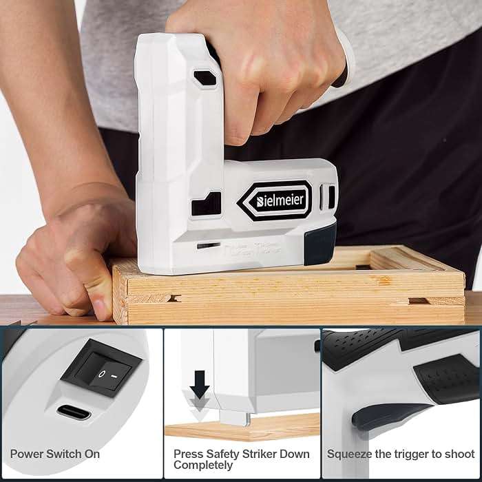 Bielmeier Electric Staple Gun, 2 in 1 Lithium-ion Electric Stapler, 4V Cordless Brad Nailer Kit with Staples Nails, USB Charger, Power Tacker for Upholstery, Material Repair, Carpentry, DIY - Image 5