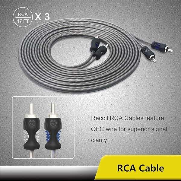 Recoil RCK0D True 1/0 Gauge Car Audio Dual Amplifiers CCA Wiring Installation Kits with OFC RCA Cable - Image 6
