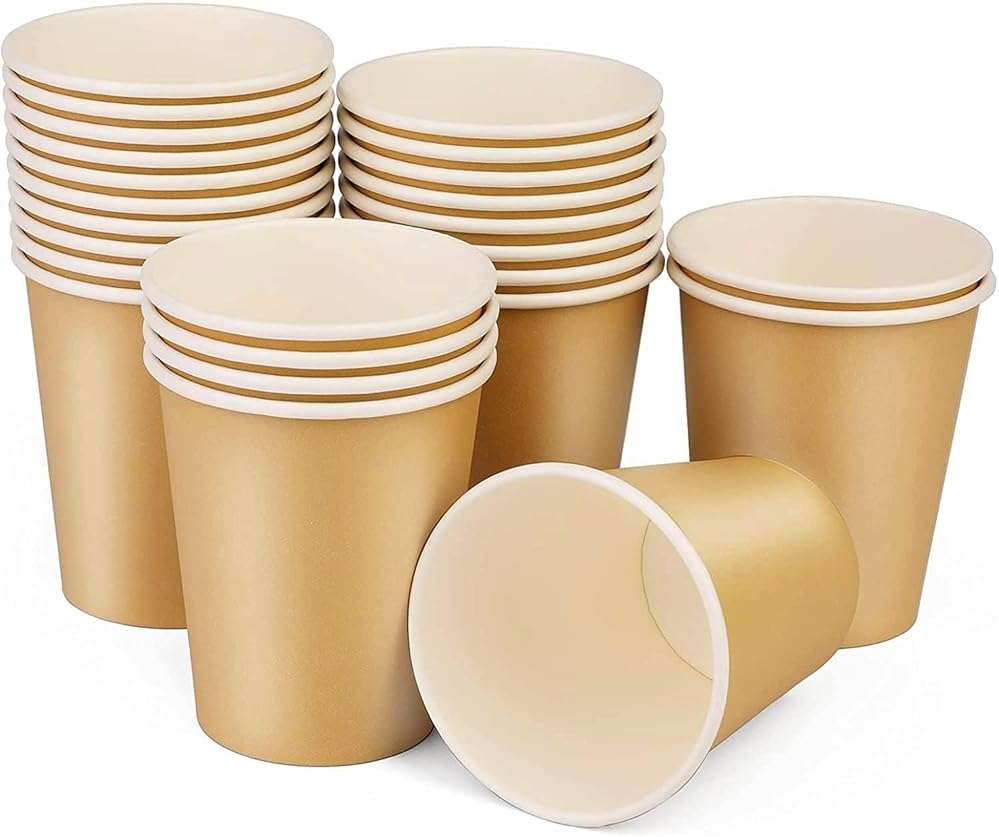 BALDCC 25 Pack 8 oz Disposable Paper Cups, Disposable Coffee Cups, Hot/Cold Beverage Drinking Cup for Offices, Home Kitchens, Coffee Shops（Khaki） - Image 1