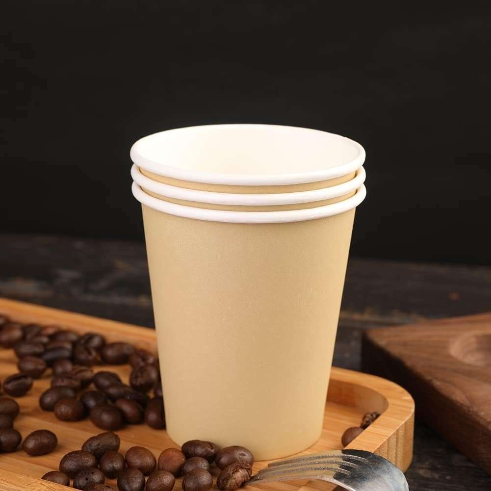 BALDCC 25 Pack 8 oz Disposable Paper Cups, Disposable Coffee Cups, Hot/Cold Beverage Drinking Cup for Offices, Home Kitchens, Coffee Shops（Khaki） - Image 2
