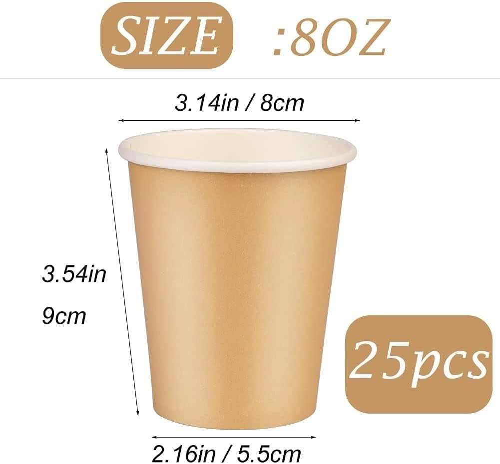 BALDCC 25 Pack 8 oz Disposable Paper Cups, Disposable Coffee Cups, Hot/Cold Beverage Drinking Cup for Offices, Home Kitchens, Coffee Shops（Khaki） - Image 3