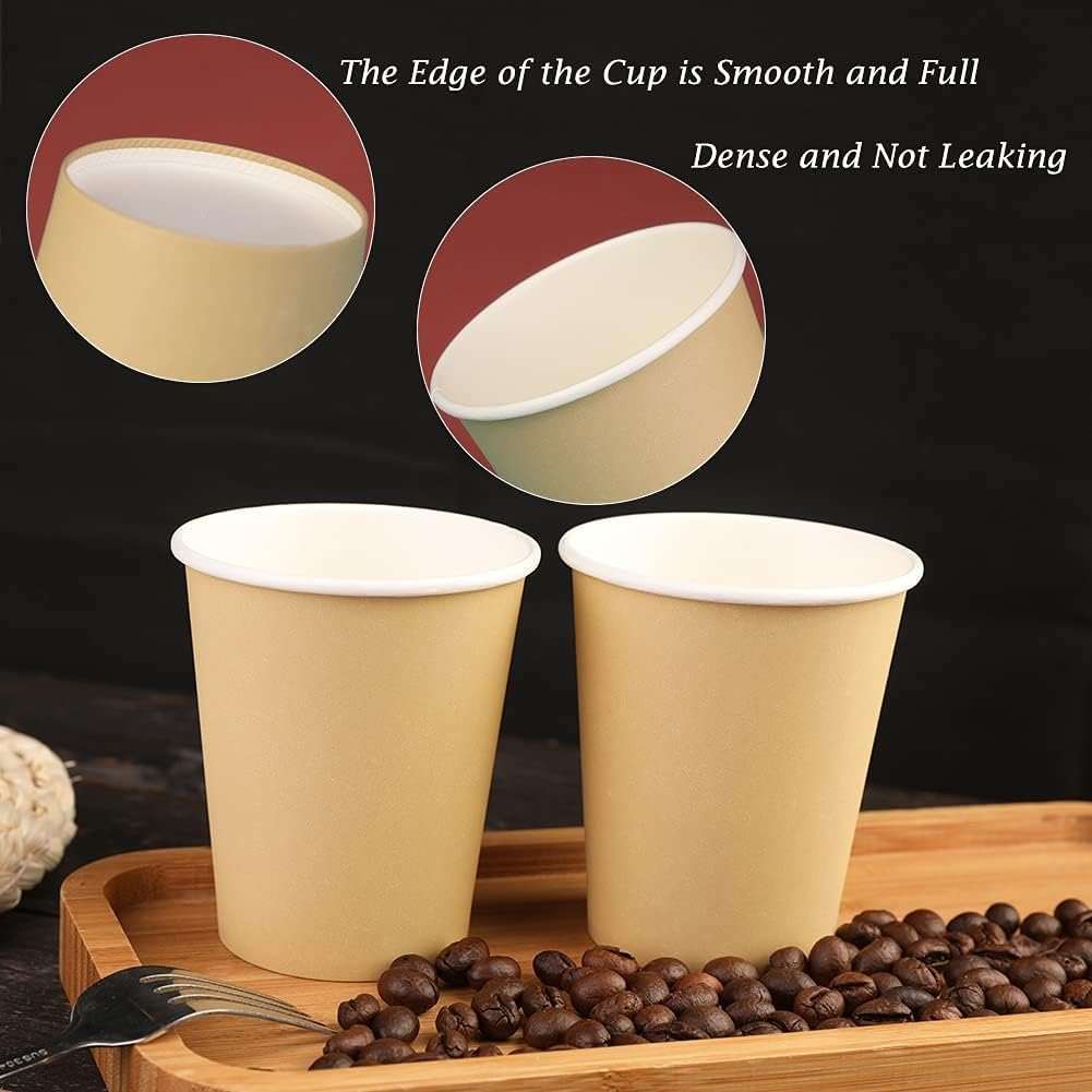 BALDCC 25 Pack 8 oz Disposable Paper Cups, Disposable Coffee Cups, Hot/Cold Beverage Drinking Cup for Offices, Home Kitchens, Coffee Shops（Khaki） - Image 4
