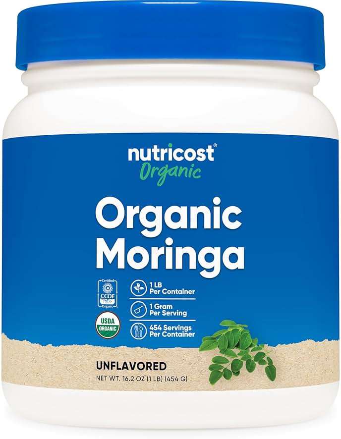 Nutricost Organic Moringa Powder 1LB (16oz) - Gluten Free, Non-GMO, Vegetarian Friendly - Image 1
