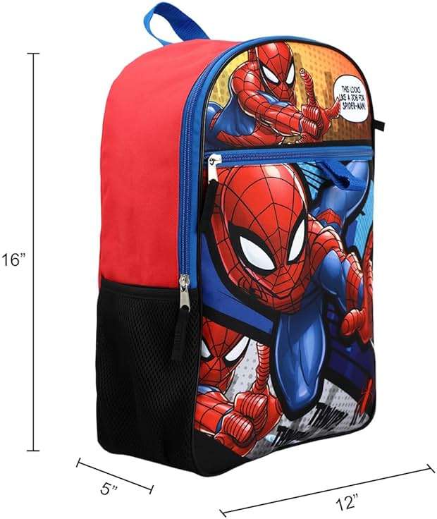 BIOWORLD Mens Spider-man 6-Piece Backpack Set (Little Kid/Big Kid), Blue, One size - Image 2