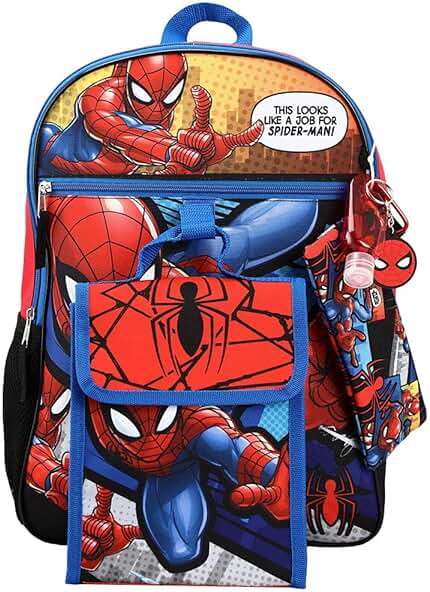 BIOWORLD Mens Spider-man 6-Piece Backpack Set (Little Kid/Big Kid), Blue, One size - Image 3