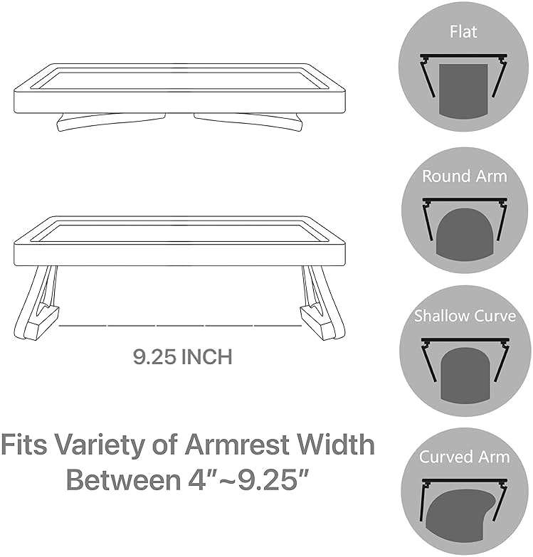 Xchouxer Sofa Armrest Clip Table, TV Snack Tray, Handy Remote Controls/Drinks/Phone Holder (Black) - Image 6