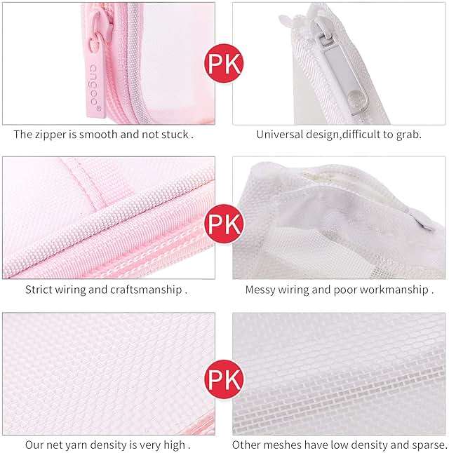 EASTHILL Grid Mesh Pen Pencil Case with Zipper Clear Makeup Color Pouch Cosmetics Bag Multi-Purpose Travel School Teen Girls and Boys Transparent Stationary Bag Office Organizer Box for Adluts(Pink) - Image 5