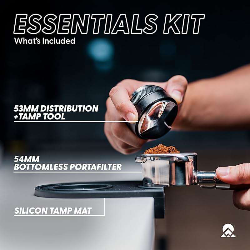 Evergreen Coffee | Espresso Accessories | 54mm Bottomless Portafilter + 53mm Coffee Distributor & Tamper + Tamp Mat | Designed for the Breville Barista Express Pro touch| Bonus Filter Basket - Image 3