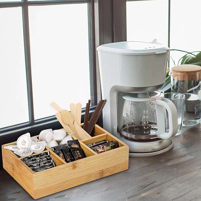 Dicunoy 2 Pack Bamboo Tea Bag Organizers, Wood Tea Bag Storage for Drawers with 6 Roomy Compartments, Sturdy Tea Chest Boxes for Shelf, Coffee Station, Sugar Packet, Sweeteners, Small Packets - Image 6