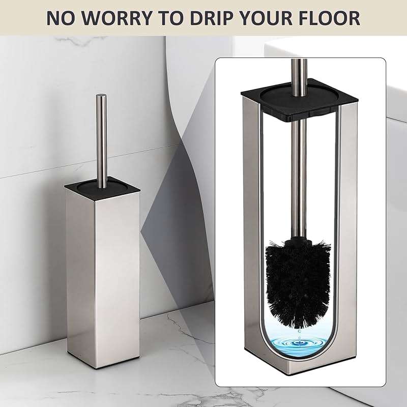 BGL Toilet Brush Holder Freestanding,Brushed Nickel,304 Stainless Steel,SUS304 Toilet Bowl Brush and Holder for Bathroom - Space Saving,Sturdy,Deep Cleaning,Covered Brush - Image 3