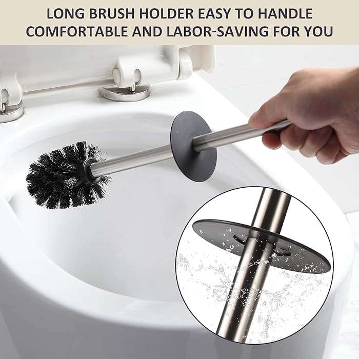 BGL Toilet Brush Holder Freestanding,Brushed Nickel,304 Stainless Steel,SUS304 Toilet Bowl Brush and Holder for Bathroom - Space Saving,Sturdy,Deep Cleaning,Covered Brush - Image 5