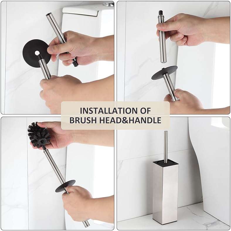 BGL Toilet Brush Holder Freestanding,Brushed Nickel,304 Stainless Steel,SUS304 Toilet Bowl Brush and Holder for Bathroom - Space Saving,Sturdy,Deep Cleaning,Covered Brush - Image 7