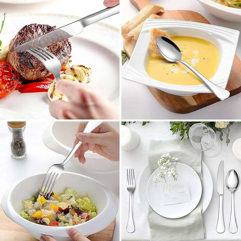 LIANYU 30-Piece 18/10 Flatware Set, Stainless Steel Fancy Silverware Cutlery Set for 6, Tableware Eating Utensils for Restaurant Wedding, Dishwasher Safe, Mirror Polished - Image 5