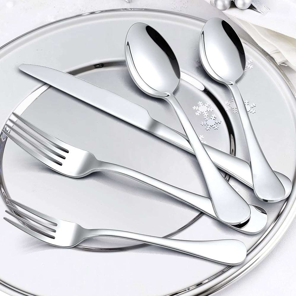 LIANYU 30-Piece 18/10 Flatware Set, Stainless Steel Fancy Silverware Cutlery Set for 6, Tableware Eating Utensils for Restaurant Wedding, Dishwasher Safe, Mirror Polished - Image 7