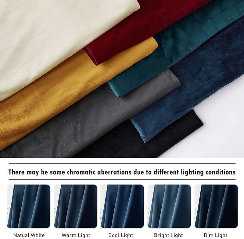 RYB HOME Blue Velvet Curtains 84 inches - Blackout Curtains for Living Room, Thermal Insulated Noise Reducing Panels Soft Luxury Window Decor for Kids Bedroom, Navy Blue, W52 x L84 inches, 2 Panels - Image 7