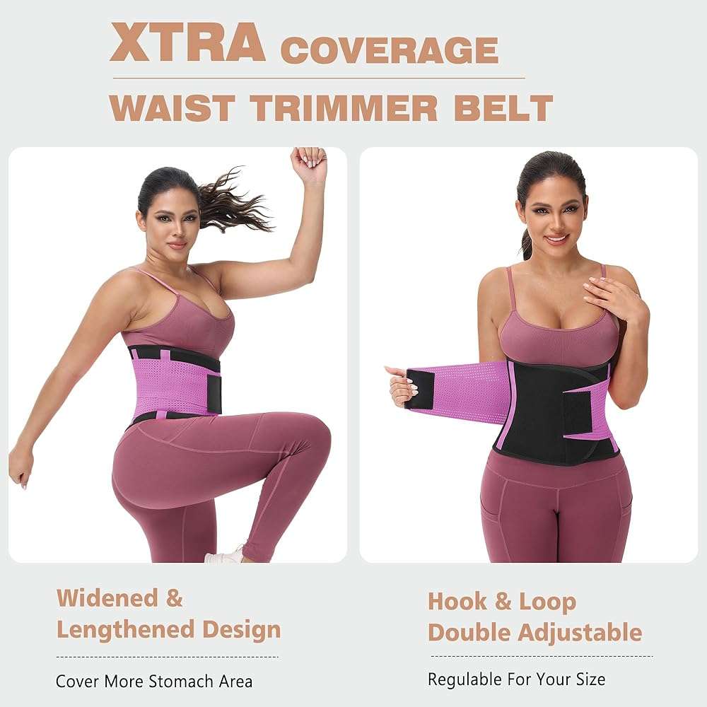 KOOCHY Waist Trainer for Women - Waist Trimmer Back Support Belt Sweat Wrap for Weight Loss Workout Fitness Gym Sport - Image 2