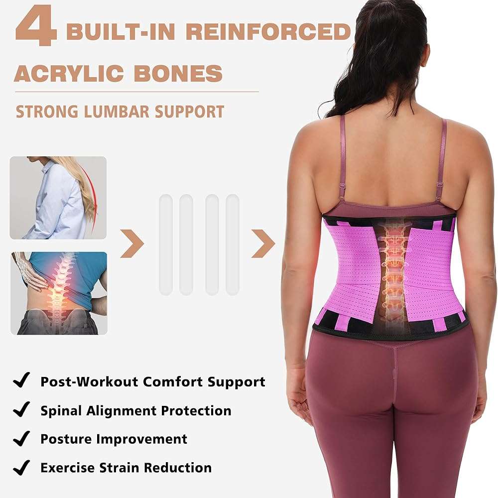 KOOCHY Waist Trainer for Women - Waist Trimmer Back Support Belt Sweat Wrap for Weight Loss Workout Fitness Gym Sport - Image 3