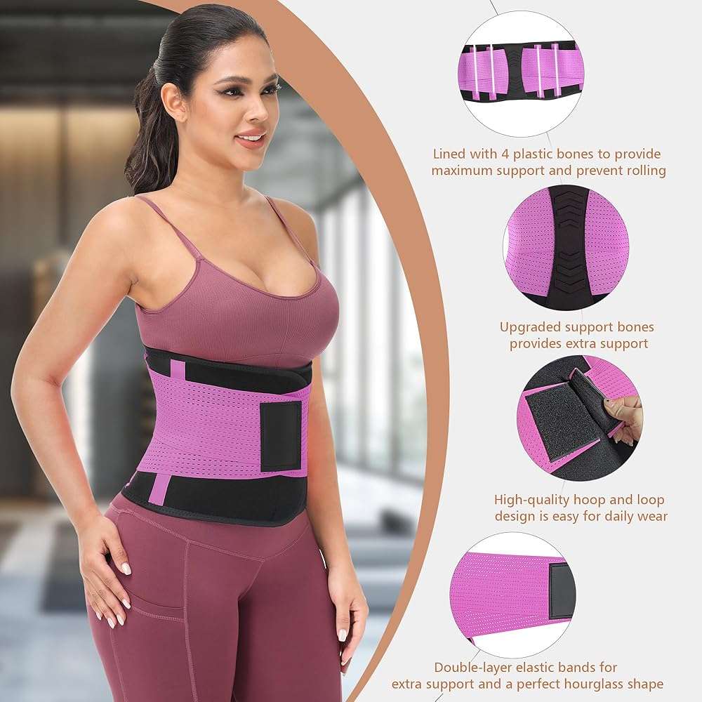 KOOCHY Waist Trainer for Women - Waist Trimmer Back Support Belt Sweat Wrap for Weight Loss Workout Fitness Gym Sport - Image 5