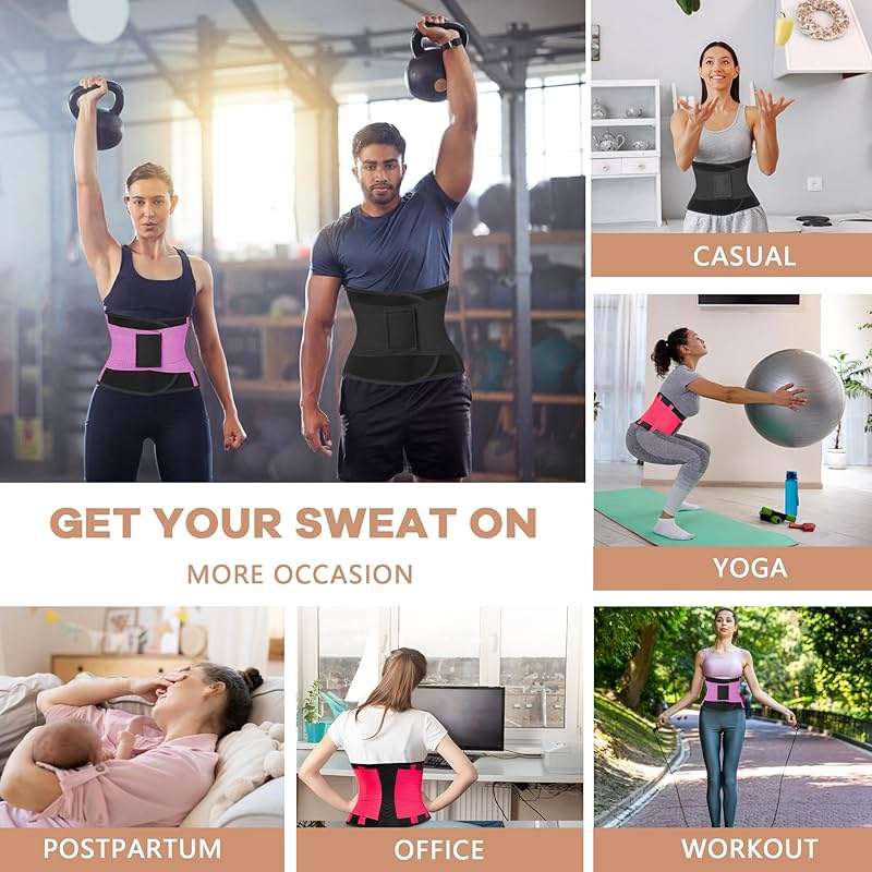 KOOCHY Waist Trainer for Women - Waist Trimmer Back Support Belt Sweat Wrap for Weight Loss Workout Fitness Gym Sport - Image 6