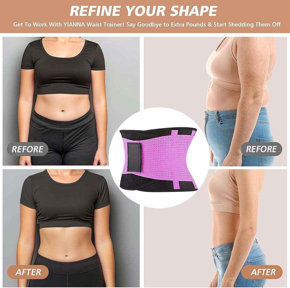 KOOCHY Waist Trainer for Women - Waist Trimmer Back Support Belt Sweat Wrap for Weight Loss Workout Fitness Gym Sport - Image 7