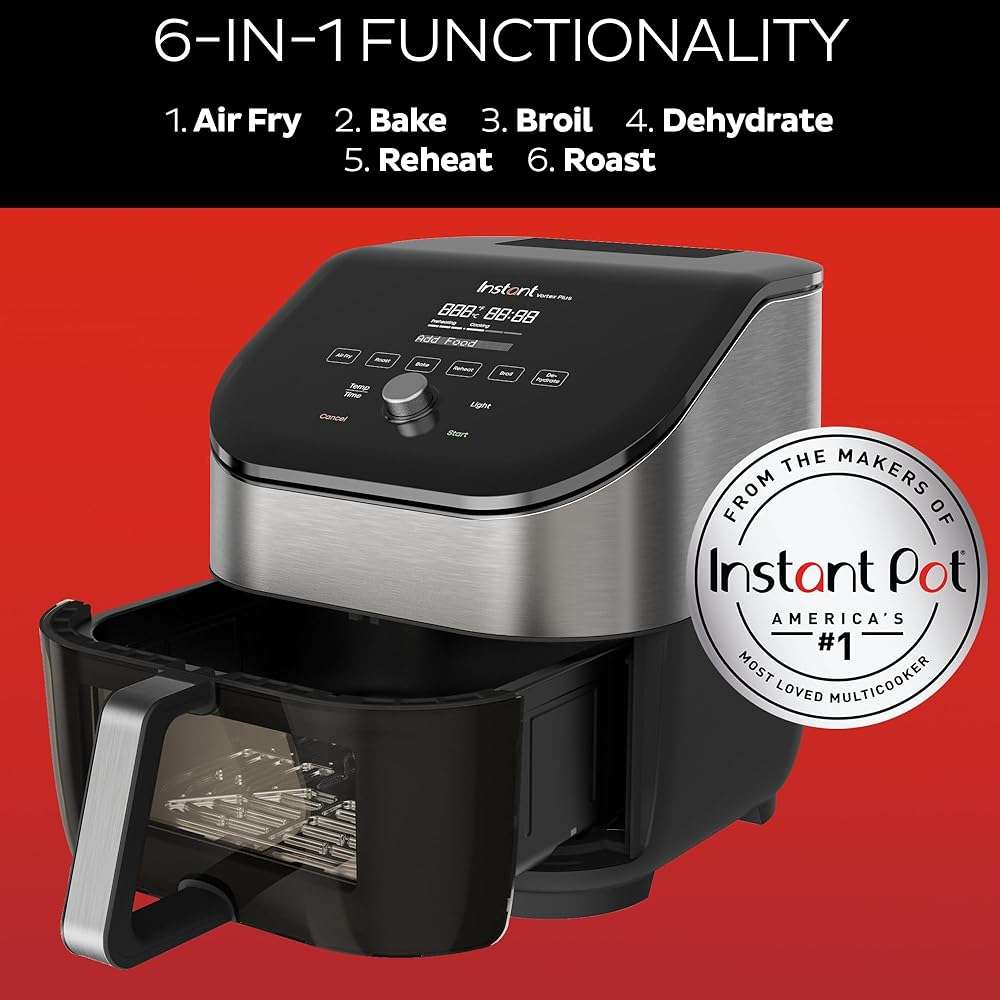 Instant Pot Vortex Plus 6QT Air Fryer with Odor Erase Technology,6-in-1 Functions that Crisps,Roasts, Broils,Dehydrates, Bakes & Reheats, 100+In-App Recipes, from the Makers of Instant Pot,1700W,Black - Image 3