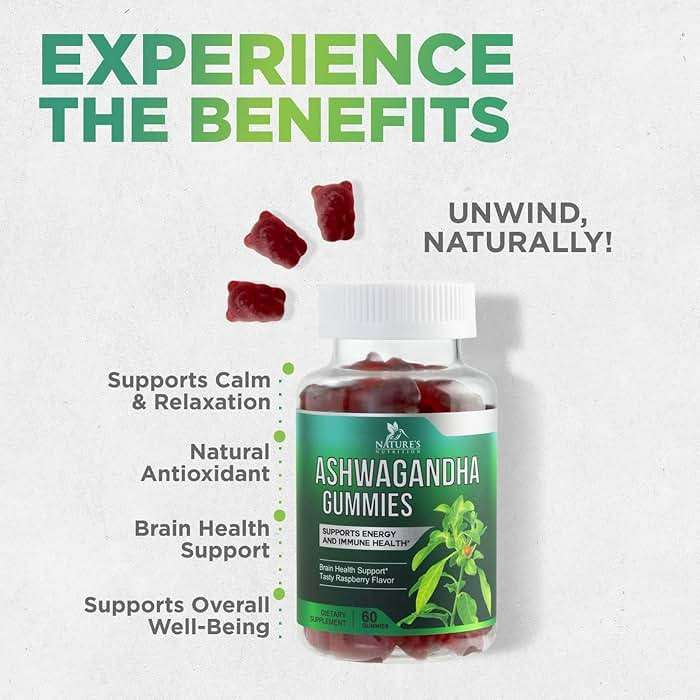 Ashwagandha Gummies - Advanced Ashwagandha Gummy Formula for Daily Use - Natural Antioxidant Support & Brain Health Support - Natural Calm, Relaxation, & Immune Support - Berry Flavor - 60 Gummies - Image 6